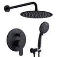 thumbnail image 1 of Wowow 9-Spray Patterns with 1.8 GPM 10 in. Wall Mount Rain Fixed Shower Heads in 10 in., Matte Black, 1 of 6