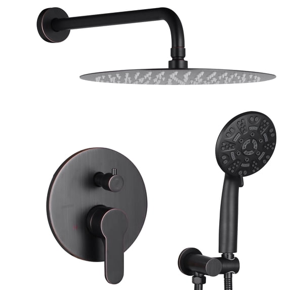 Wowow 9-Spray Patterns with 1.8 GPM 10 in. Wall Mount Rain Fixed Shower Heads in 10 in. Oil Rubbed Bronze