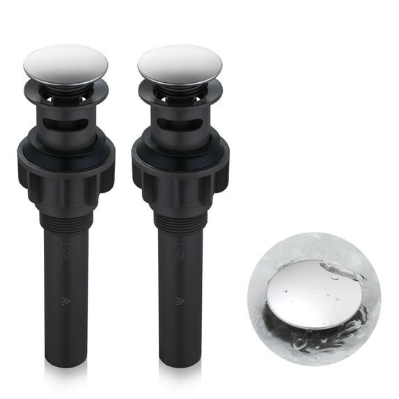 Wowow Bathroom Sink Drain with Overflow 2 Pack, Polished Chrome Pop Up Drain