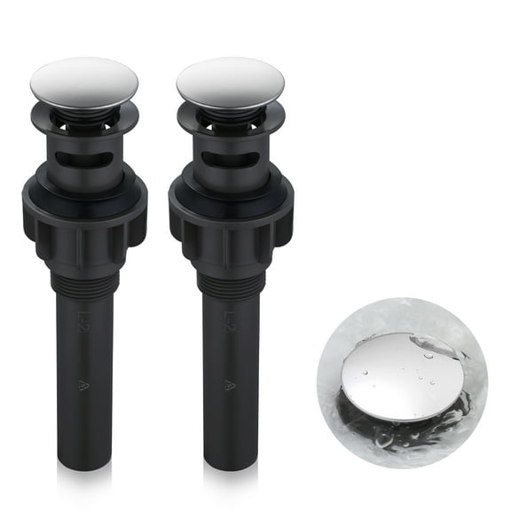 Wowow Bathroom Sink Drain with Overflow 2 Pack, Polished Chrome Pop Up Drain