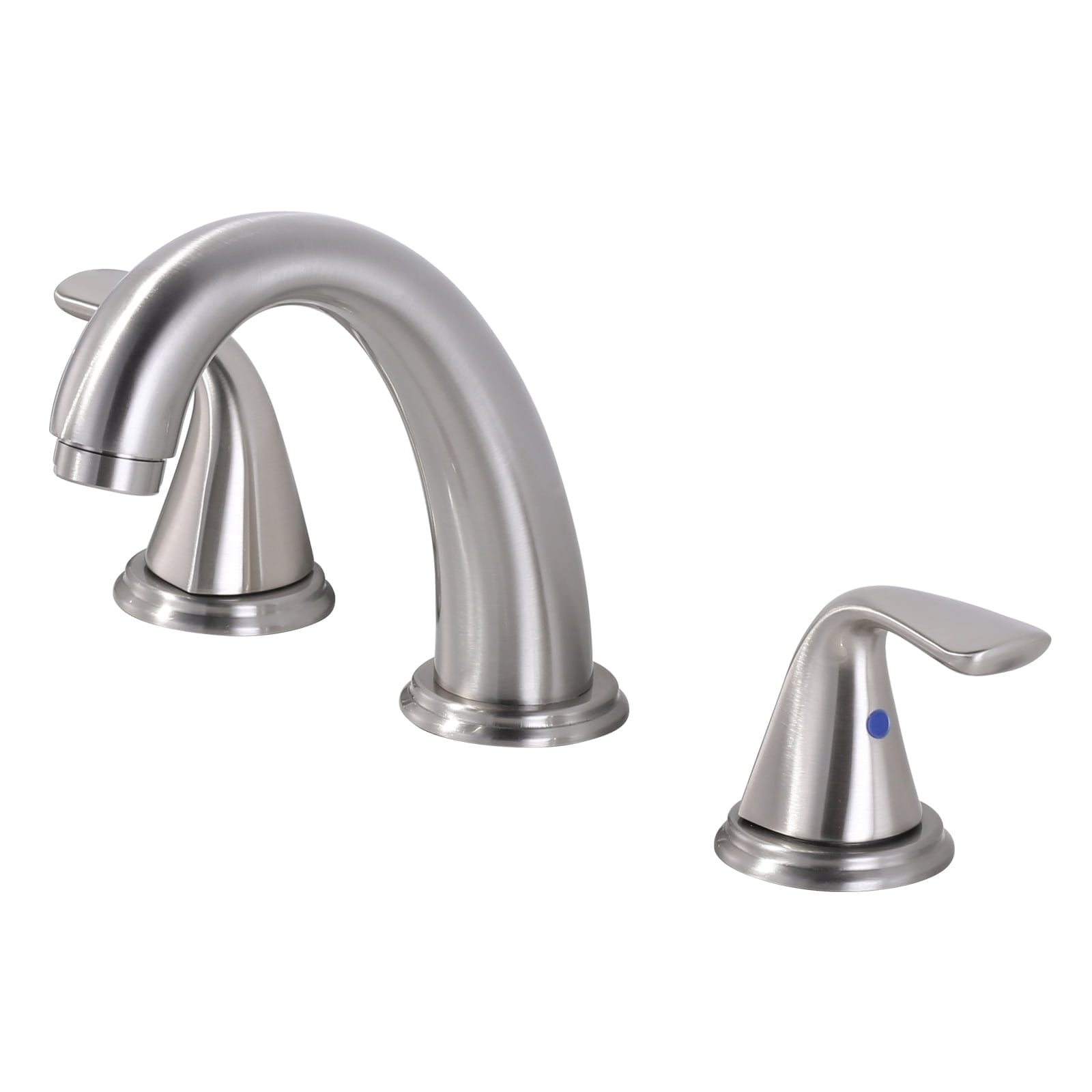 Wowow Bathroom Sink Faucet 3 Holes Brushed Nickel,  Widespread Bathroom Faucet, Bathroom Sink Faucet 3 Holes, Pop Up Drain with Overflow for RV Restroom Vanity Camper