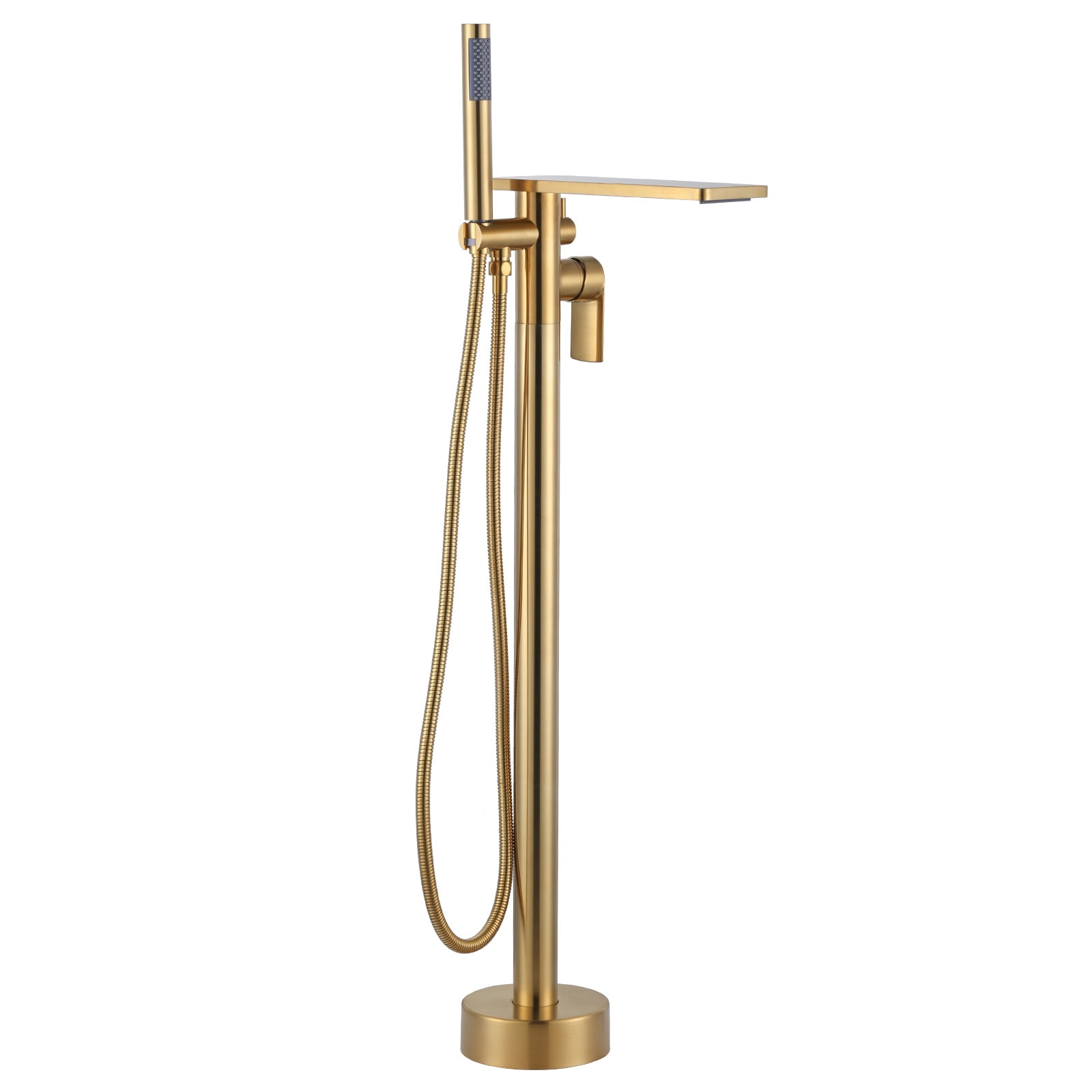 Wowow Brass Freestanding Bathtub Faucet Single-Handle Floor Mount Claw Foot Tub Faucet with Hand Shower in Gold