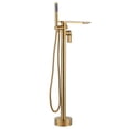 thumbnail image 1 of Wowow Brass Freestanding Bathtub Faucet Single-Handle Floor Mount Claw Foot Tub Faucet with Hand Shower in Gold, 1 of 8