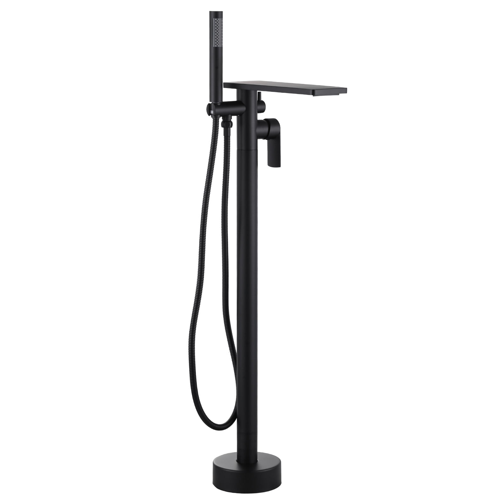 Wowow Brass Freestanding Bathtub Faucet Single-Handle Floor Mount Claw Foot Tub Faucet with Hand Shower in Matte Black