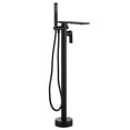 thumbnail image 1 of Wowow Brass Freestanding Bathtub Faucet Single-Handle Floor Mount Claw Foot Tub Faucet with Hand Shower in Matte Black, 1 of 8