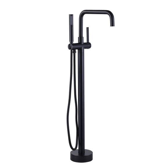 Wowow Brass Single-Handle Freestanding Tub Faucet Floor Mounted with Hand Shower in Oil Rubbed Bronze