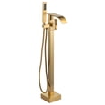 thumbnail image 1 of Wowow Brass Waterfall Single-Handle Floor Mount Freestanding Bathtub Faucet with Hand Shower and Supply Line in Gold, 1 of 8