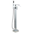 thumbnail image 1 of Wowow Brass Waterfall Single-Handle Floor Mount Freestanding Bathtub Faucet with Hand Shower and Supply Line, 1 of 5