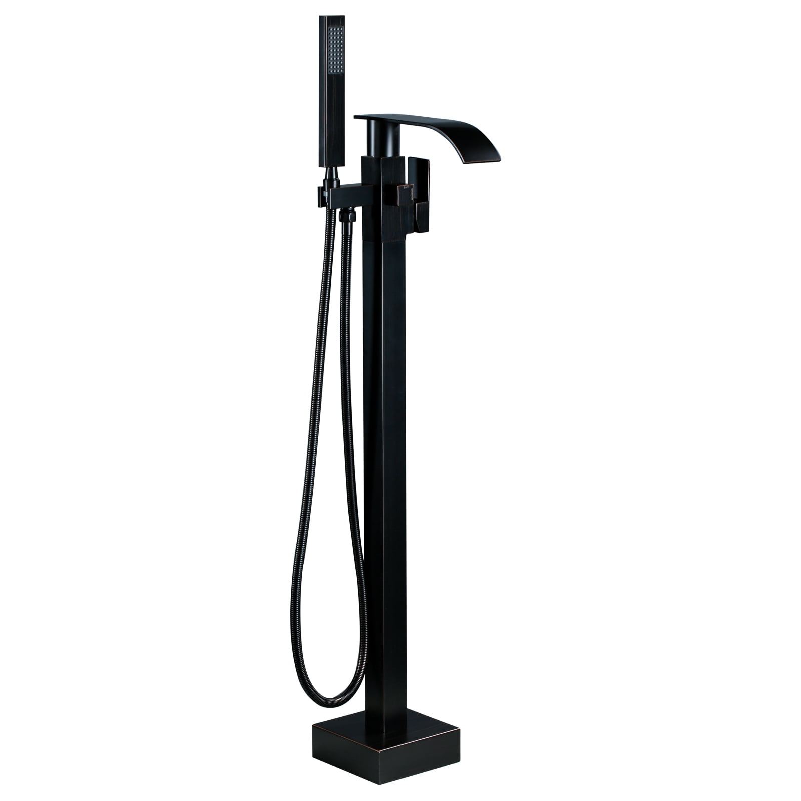 Wowow Brass Waterfall Single-Handle Floor Mount Freestanding Bathtub Faucet with Hand Shower and Supply Line