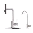 thumbnail image 1 of Wowow Brushed Nickel 15.7 in. Single Handle Pull Down Sprayer Kitchen Faucet with Drinking Water Faucet and 360° Swivel, 1 of 7