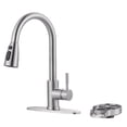 thumbnail image 1 of Wowow Brushed Nickel Kitchen Faucet with Glass Rinser, Stainless Steel Kitchen Sink Faucet and Cup Rinser Combo, 1 of 7