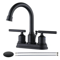 Wowow Centerset 2 Handle Black Bathroom Sink Faucet 4 inch Basin Faucet with Drain