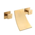 thumbnail image 1 of Wowow Double-Handle Wall-Mount Roman Tub Faucet with Waterfall Spout in Gold, 1 of 9