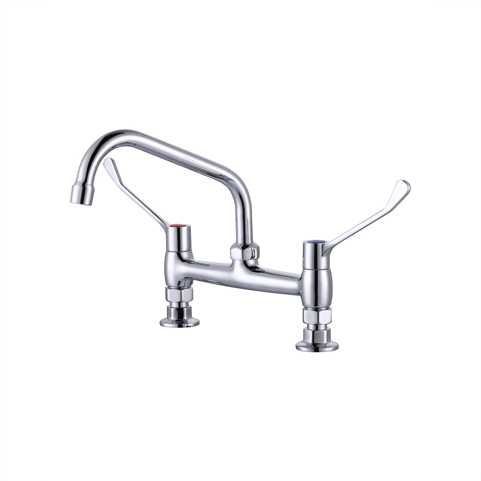 Wowow Double Handles Deck Mount Faucet with 8 in. Swivel Spout, Standard Kitchen Faucet in Polished Chrome