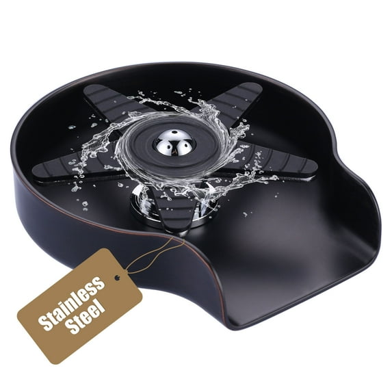 Wowow Glass Rinser for Kitchen Sink, Brushed Nickel Black Cup Washer for Sink,360° Rotating Baby Bottle Washer, Stainless Steel Glass Cleaner Sink Attachment Sink Glass Rinser Bottle Washer for Bar