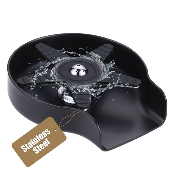 Wowow Glass Rinser for Kitchen Sink, Stainless Steel Glass Cleaner Cup Washer for Sink, Matte Black