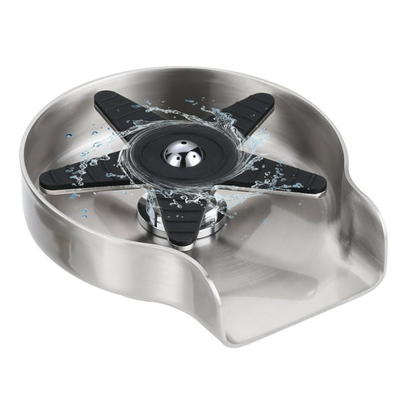 Wowow Glass Rinser for Kitchen Sink, Brushed Nickel Stainless Steel Cup Washer for Sink,360° Rotating Baby Bottle Washer