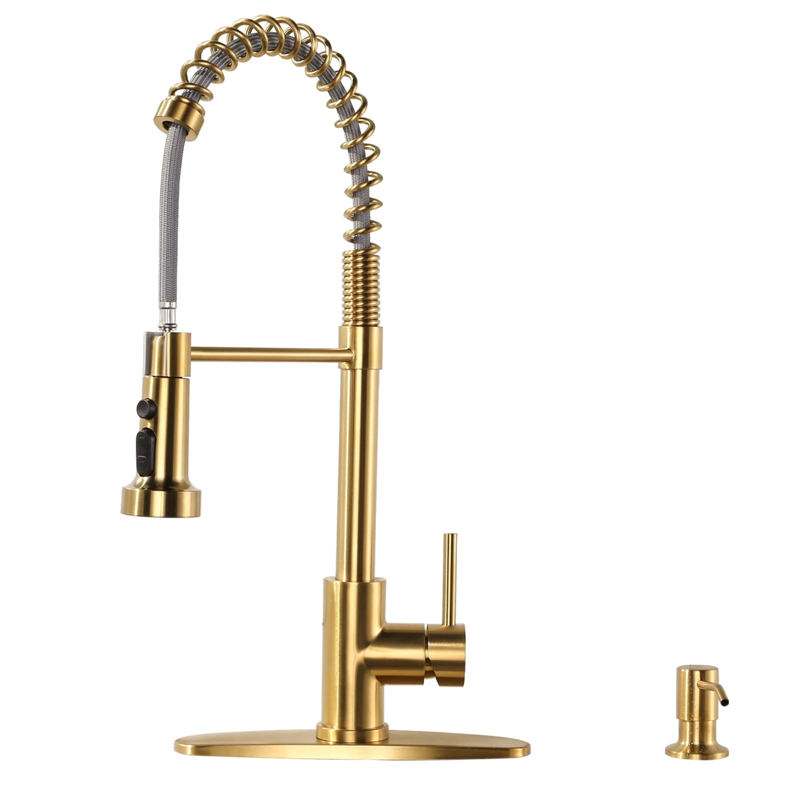 Wowow Gold Stainless Steel Kitchen Faucets with Pull Down Sprayer and Soap Dispenser for Kitchen Sink