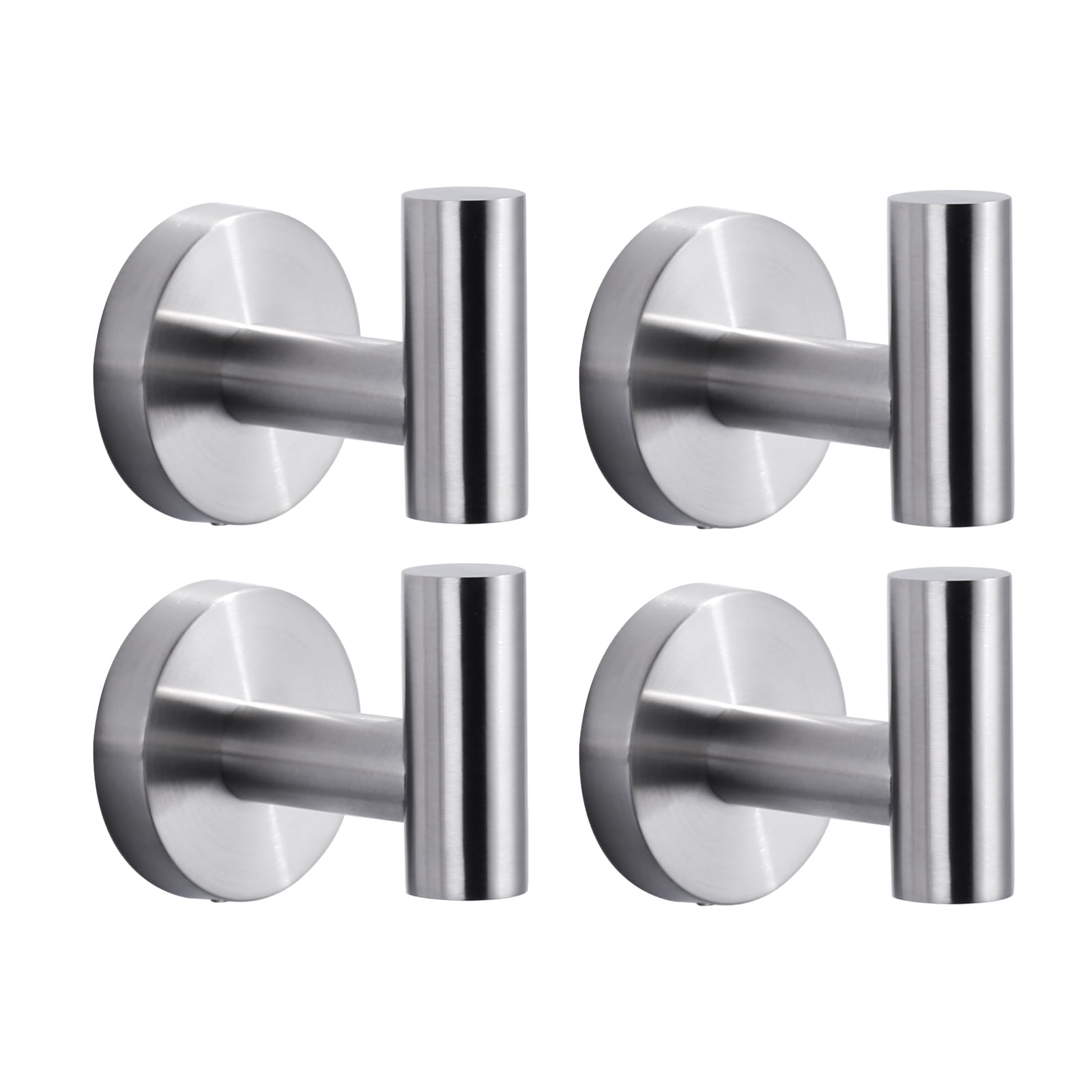 Wowow J-Hook Wall Mounted Bathroom Brushed Nickel Robe/Towel Hook in Stainless Steel (4-Pack)