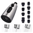 thumbnail image 1 of Wowow Kitchen Faucet Head Replacement Brushed Nickel, 3 Function Pull Out Spray Nozzle with 9 Adapters for Kitchen Sink Faucet，US Standard for Moen Kohler Delta Faucets G1/2 Male Connector, 1 of 6