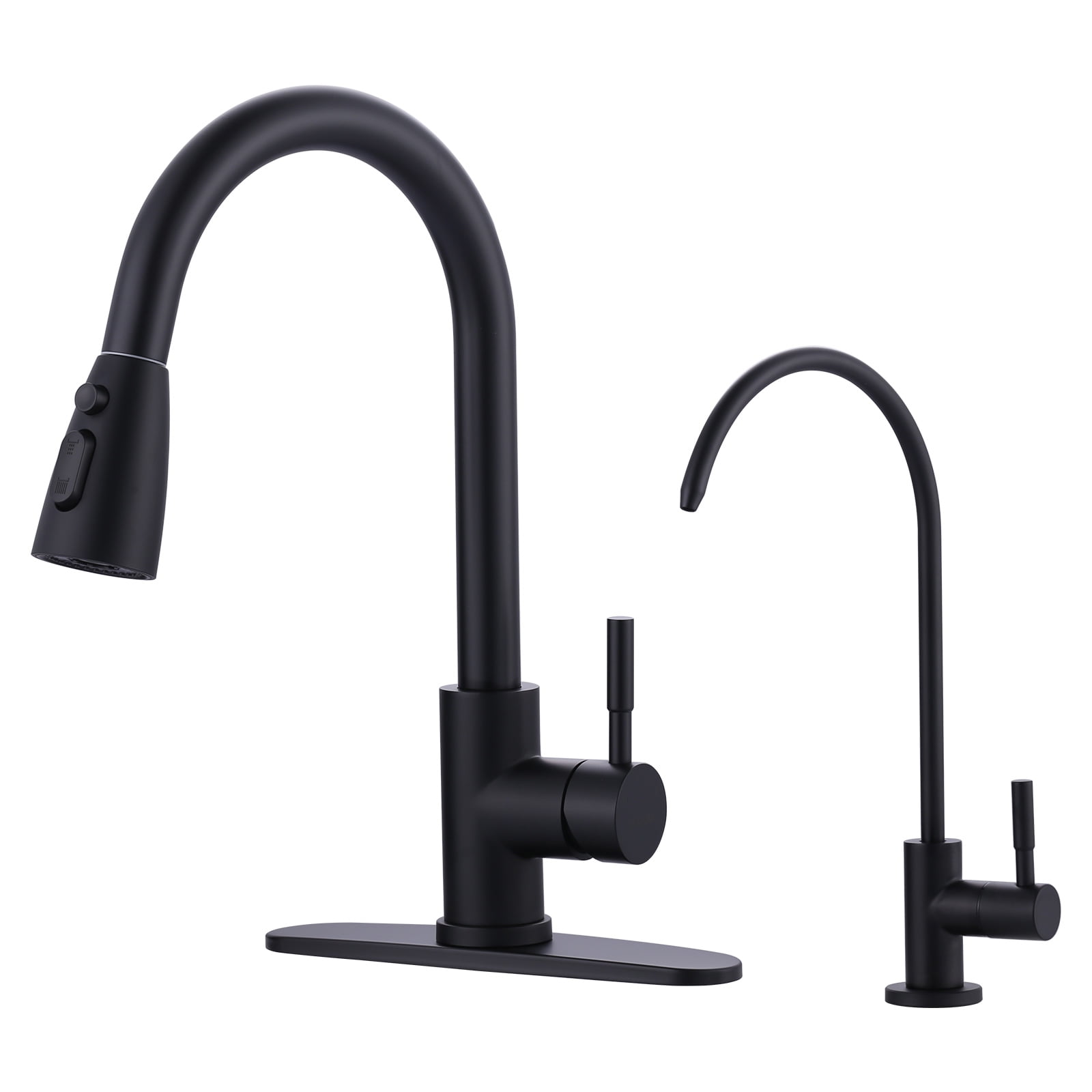 Matte Black Stainless Steel Kitchen Faucet with Pull-Out Spray