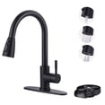 thumbnail image 1 of Wowow Kitchen Faucet with Glass Rinser: WOWOW Stainless Steel Kitchen Sink Faucet and Cup Rinser Combo for Kitchen Sink 2 or 4 Hole, Matte Black, 1 of 8