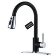 thumbnail image 1 of Wowow Kitchen Faucets for Sink 1 or 3 Hole, High Arc Stainless Steel Kitchen Sink Faucet with Sprayer, Polished Chrome and Black Faucet for Kitchen RV Laundry Sinks, 1 of 7
