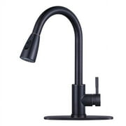 Wowow Kitchen Pull Down Lever Single Handle Kitchen Faucet with Deckplate, Oil Rubbed Bronze