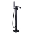 thumbnail image 1 of Wowow Matte Black 1-handle Freestanding Waterfall Bathtub Faucet with Hand Shower (Valve Included), 1 of 7