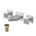 thumbnail image 1 of Wowow Modern Double Handle Wall Mounted Bathroom Faucet with Waterfall Spout in Brushed Nickel, 1 of 8