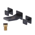 thumbnail image 1 of Wowow Modern Double Handle Wall Mounted Bathroom Faucet with Waterfall Spout in Matte Black, 1 of 8