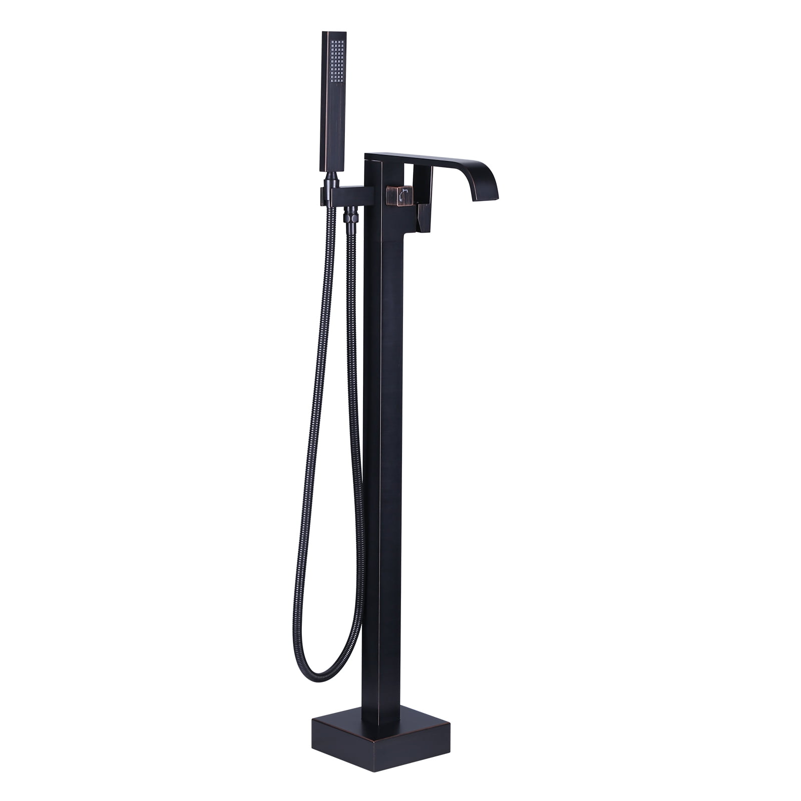 Wowow Oil Rubbed Bronze 1-handle Freestanding Waterfall Bathtub Faucet with Hand Shower (Valve Included)