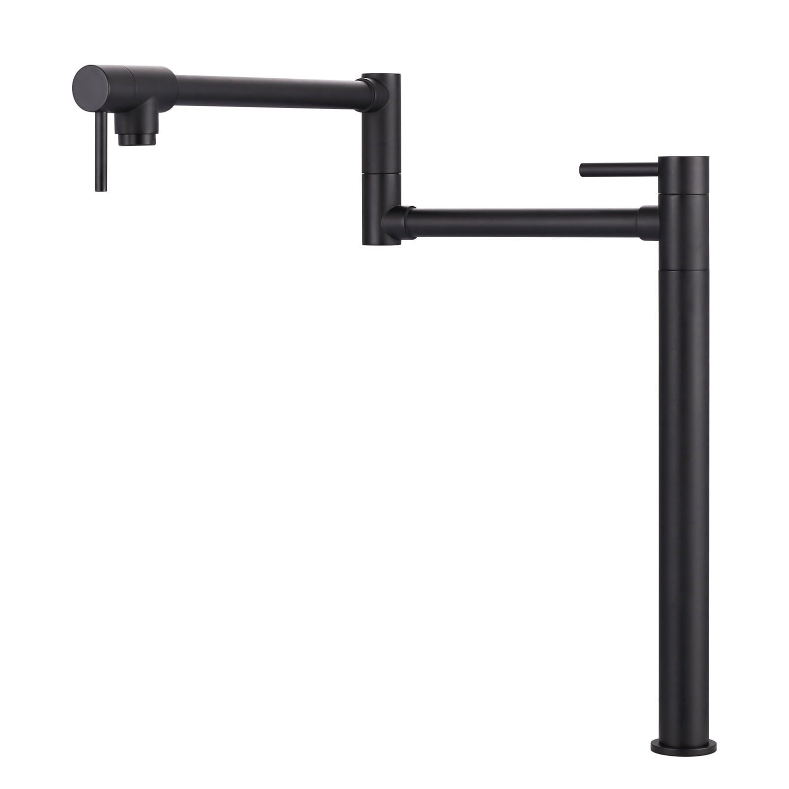 Wowow Pot Filler Faucet Deck Mount Stove Faucet, Solid Brass Pot Filler Matte Black Kitchen Folding Faucet with Stretchable Double Joint Swing Arm (Modern Style, Matte Black)