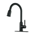 thumbnail image 1 of Wowow Pull Down Kitchen Faucet High Arc Single Handle Kitchen Sink Faucet in Matte Black, 1 of 5