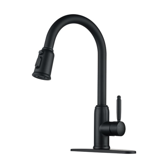 Wowow Pull Down Kitchen Faucet High Arc Single Handle Kitchen Sink Faucet in Matte Black