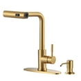 thumbnail image 1 of Wowow Pull Down Waterfall Kitchen Faucet with Soap Dispenser and 3-Mode Sprayer in Gold for Kitchen Sink, 1 of 7