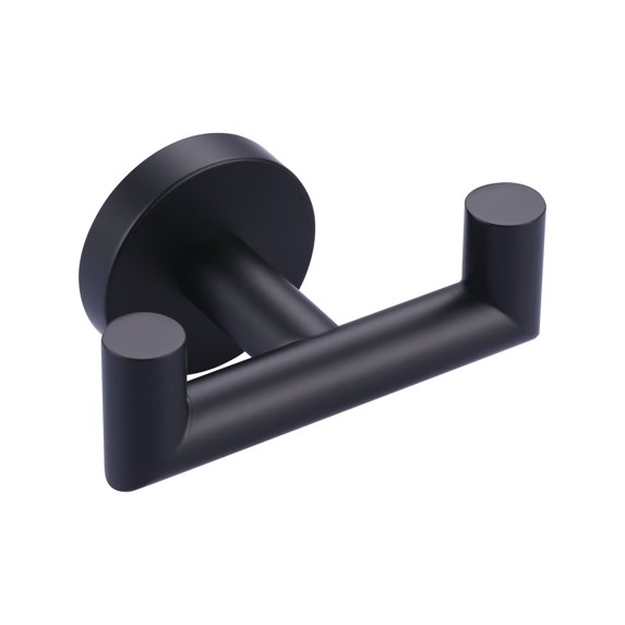 Wowow Shower Towel Hook for Bathroom, Stainless Steel Double Towel Hook, Wall Mount Heavy Duty Bath Robe Hook, Matte Black