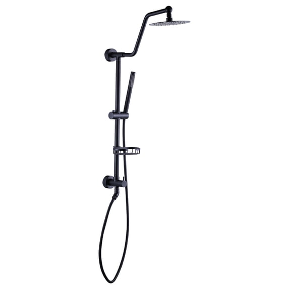Wowow Single Handle 1 Spray Patterns Wall Mounted Shower Faucet with Hand Shower 1.8 GPM in Black