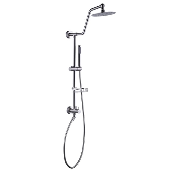 Wowow Single Handle 1 Spray Patterns Wall Mounted Shower Faucet with Hand Shower 1.8 GPM in Brushed Nickel