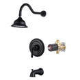 thumbnail image 1 of Wowow Single Handle 1-Spray Tub and Shower Faucet 1.8 GPM with Brass Rough-in Valve Included in Matte Black, 1 of 8