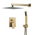 thumbnail image 1 of Wowow Single Handle 2-Spray Shower Faucet 1.8 GPM with 10 in. Square Shower Head and Adjustable Heads in Gold, 1 of 5