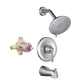 thumbnail image 1 of Wowow Single Handle 5-Spray Tub and Shower Faucet 1.8 GPM with High Pressure Showerhead in Brushed Nickel Valve Included, 1 of 8