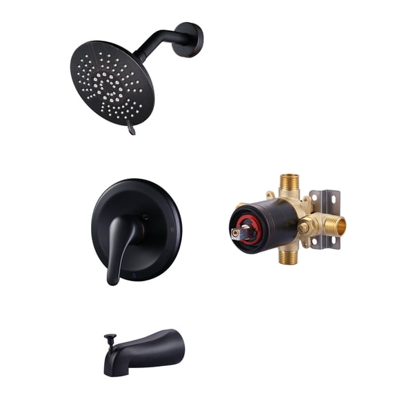 Wowow Single Handle 5-Spray Tub and Shower Faucet 1.8 GPM with High Pressure Showerhead in Oil Rubbed Bronze (Valve Included)