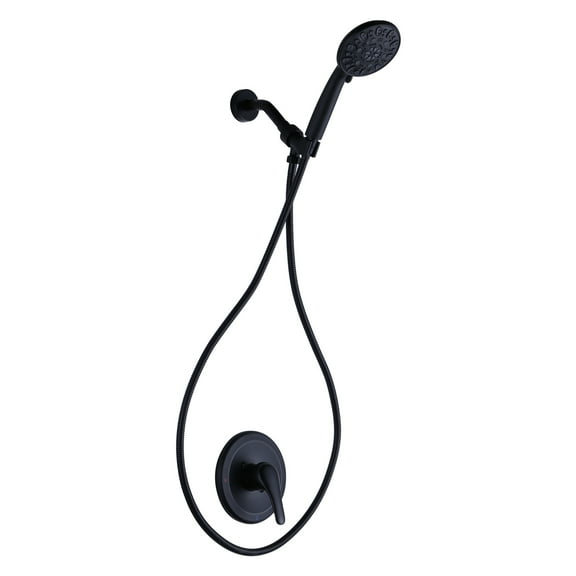 Wowow Single Handle 7-Spray Shower Faucet 1.8 GPM with Detachable Handheld Shower Head in Black