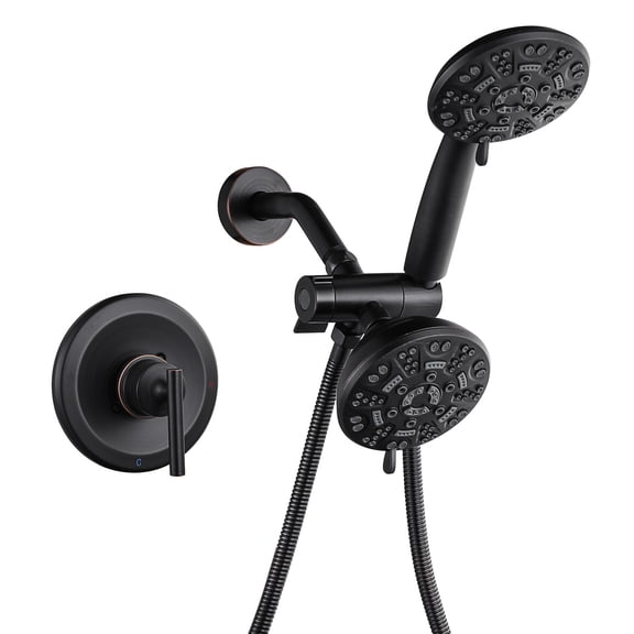 Wowow Single-Handle 7-Spray Shower Faucet 1.8 GPM with Dual Shower Adjustable Heads in Oil Rubbed Bronze (Valve Included)