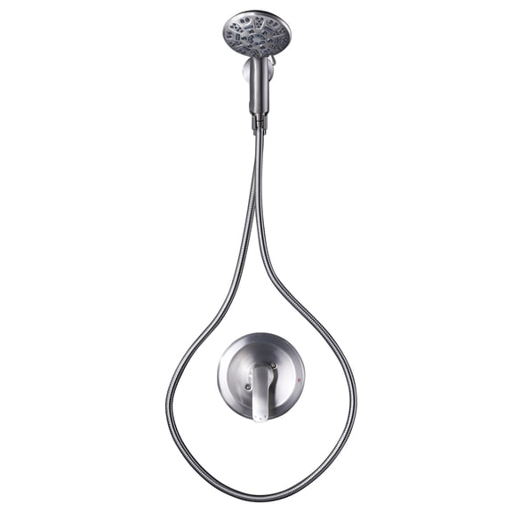 Wowow Single Handle 7-Spray Shower Faucet 1.8 GPM with Handheld Shower and High Pressure in Brushed Nickel (Valve Included)