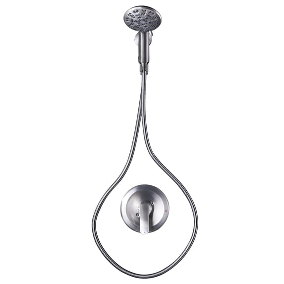 Wowow Single Handle 7-Spray Shower Faucet 1.8 GPM with Handheld Shower and High Pressure in Brushed Nickel (Valve Included)