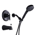 thumbnail image 1 of Wowow Single-Handle 8-Spray Shower Faucet 1.8 GPM with Adjustable Head and Tub Spout in Matte Black (Valve Included), 1 of 7