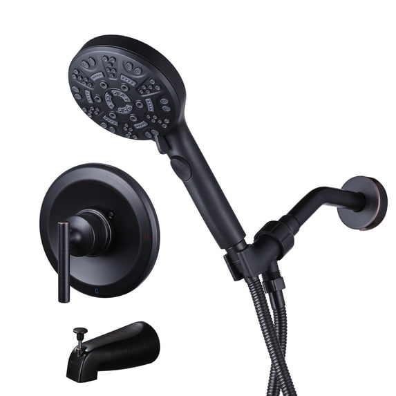 Wowow Single-Handle 8-Spray Shower Faucet 1.8 GPM with Adjustable Head and Tub Spout in Oil Rubbed Bronze (Valve Included)