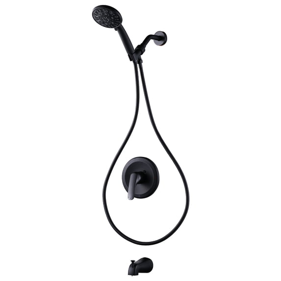 Wowow Single Handle 8-Spray Tub and Shower Faucet 1.8 GPM in Matte Black Valve Included